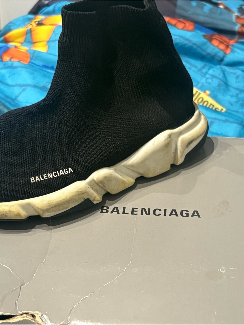 Balenciaga Black Knit slip on